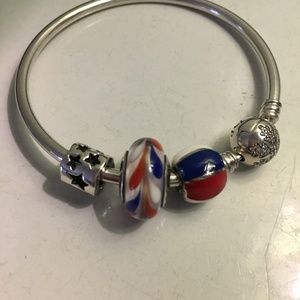 Pandora red, white, blue Patriotic bracelet